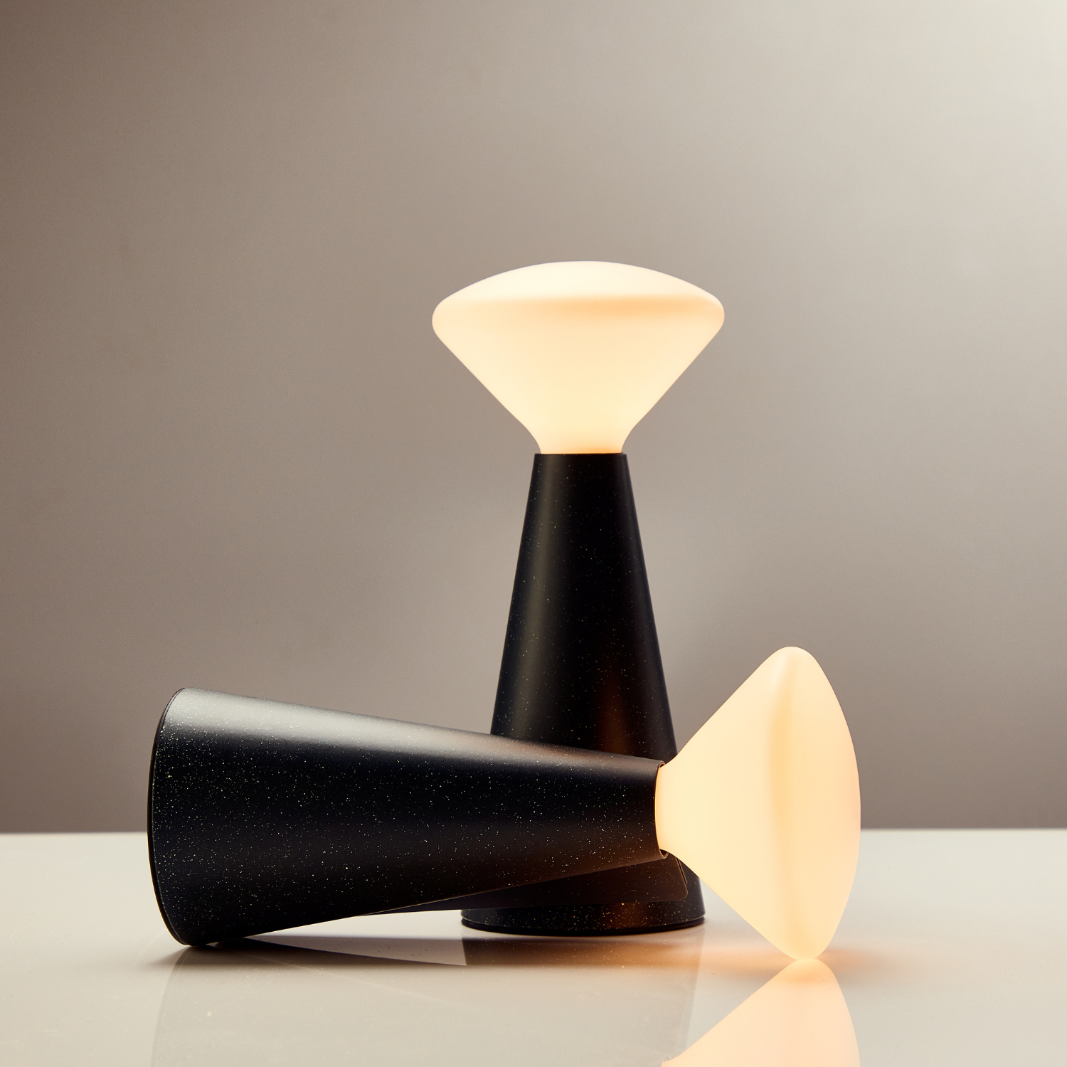 Lampe de cheminée portable en granit noir - Lot de 2