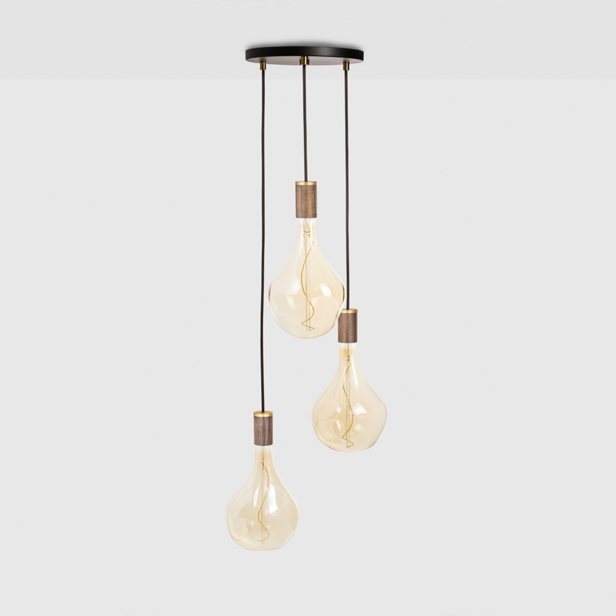 Suspension triple en noyer + Voronoi II - Rosace noire