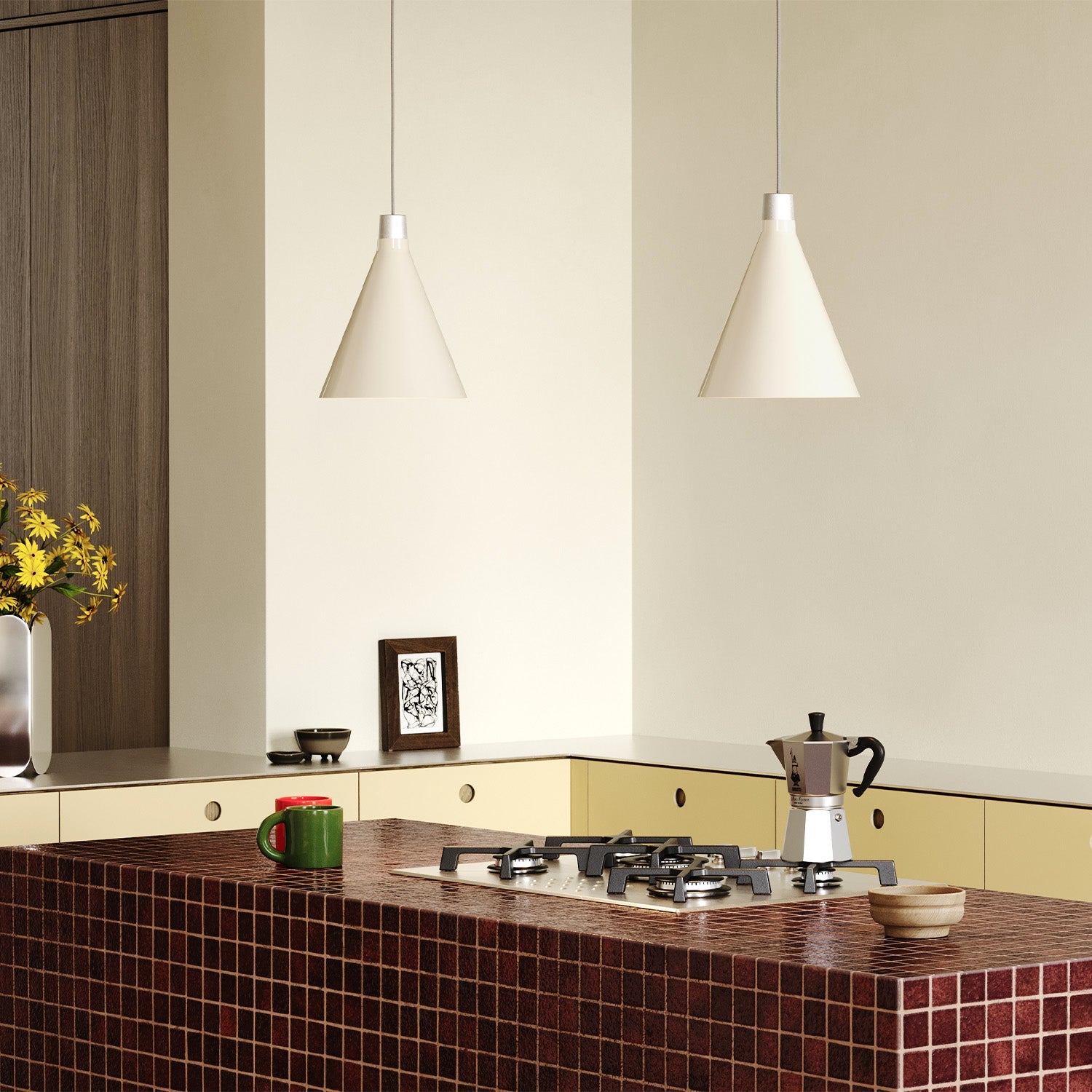 Suspension Bower Small en blanc huître + Sphere III