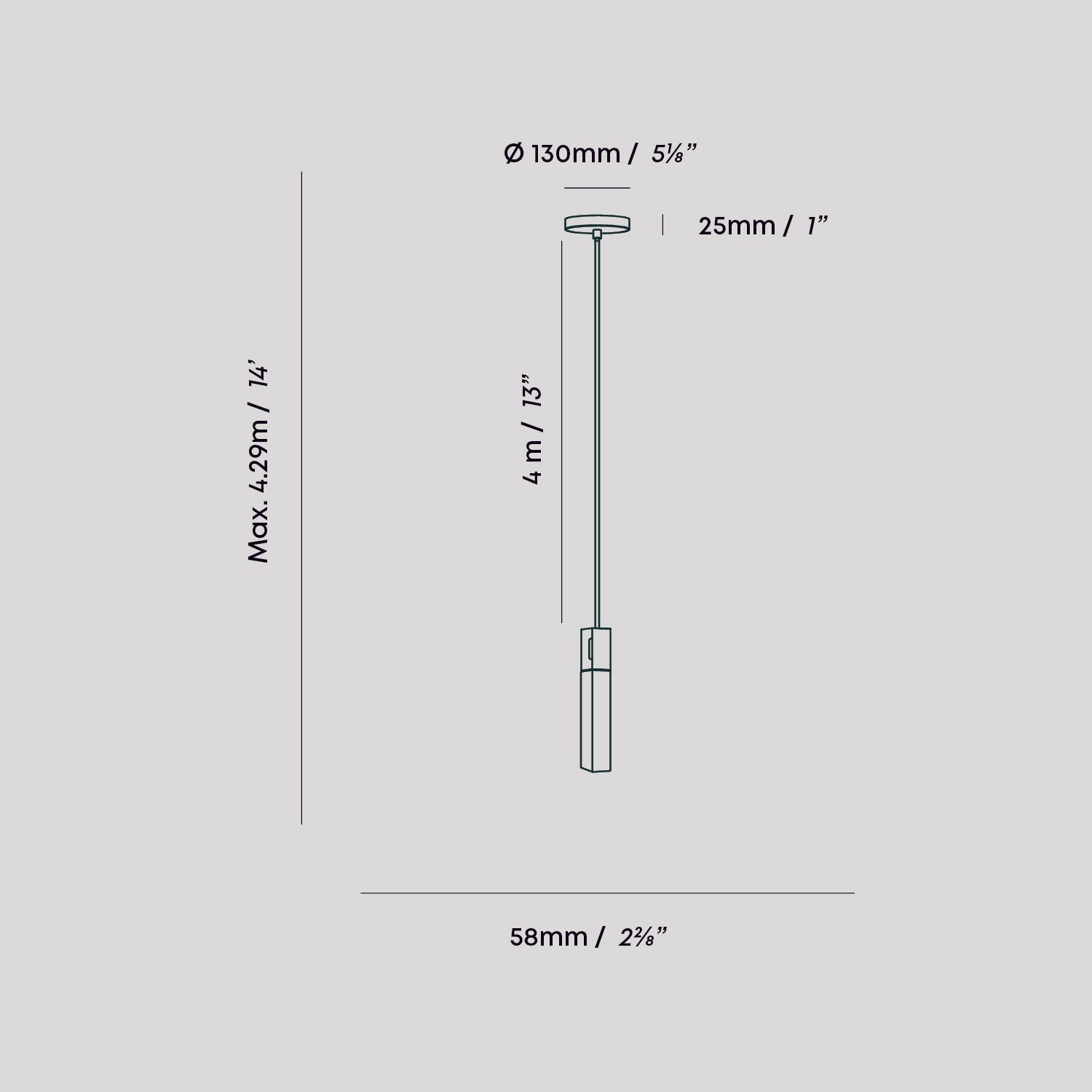 Pendentif simple en basalte et acier inoxydable