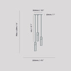 Pendentif triple en basalte et acier inoxydable