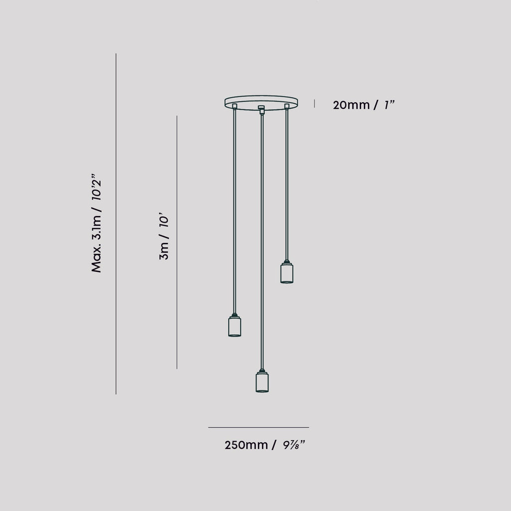 Suspension triple en graphite - Rosace noire