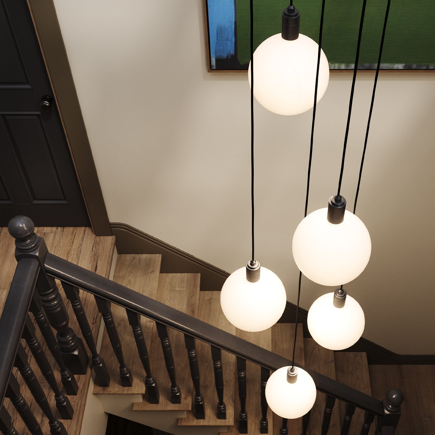 Cinq pendentifs en laiton + sphère V