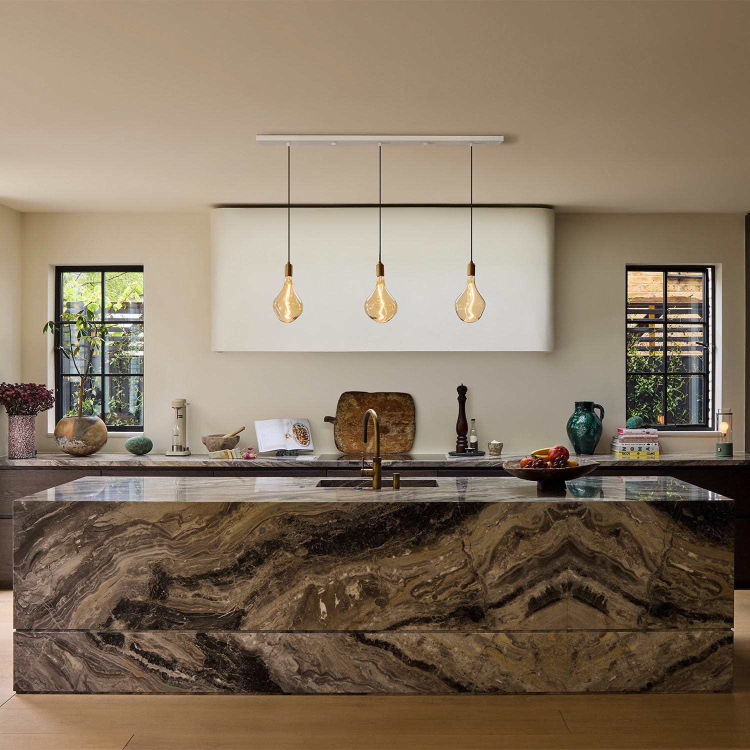 Suspension triple linéaire en laiton + Voronoi II