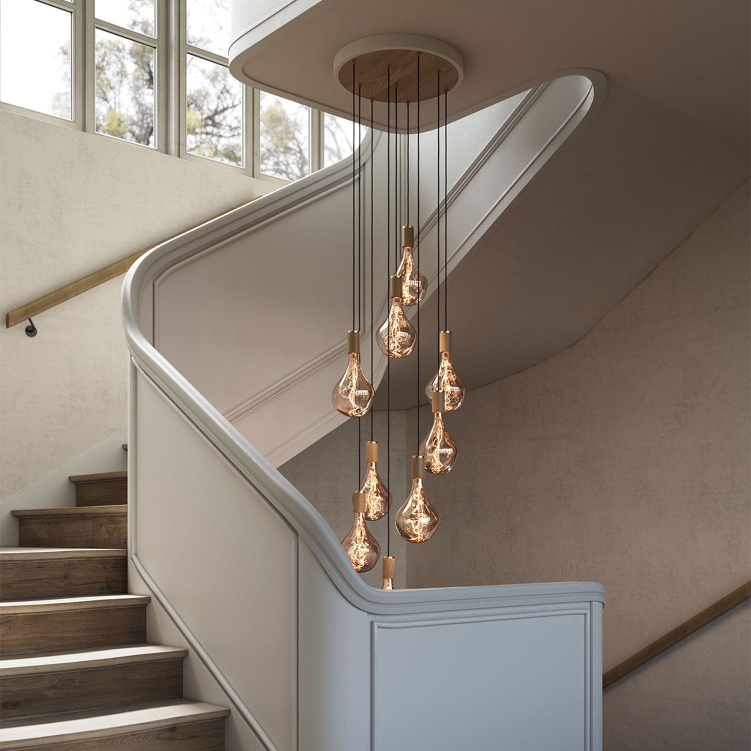 Neuf pendentifs en chêne