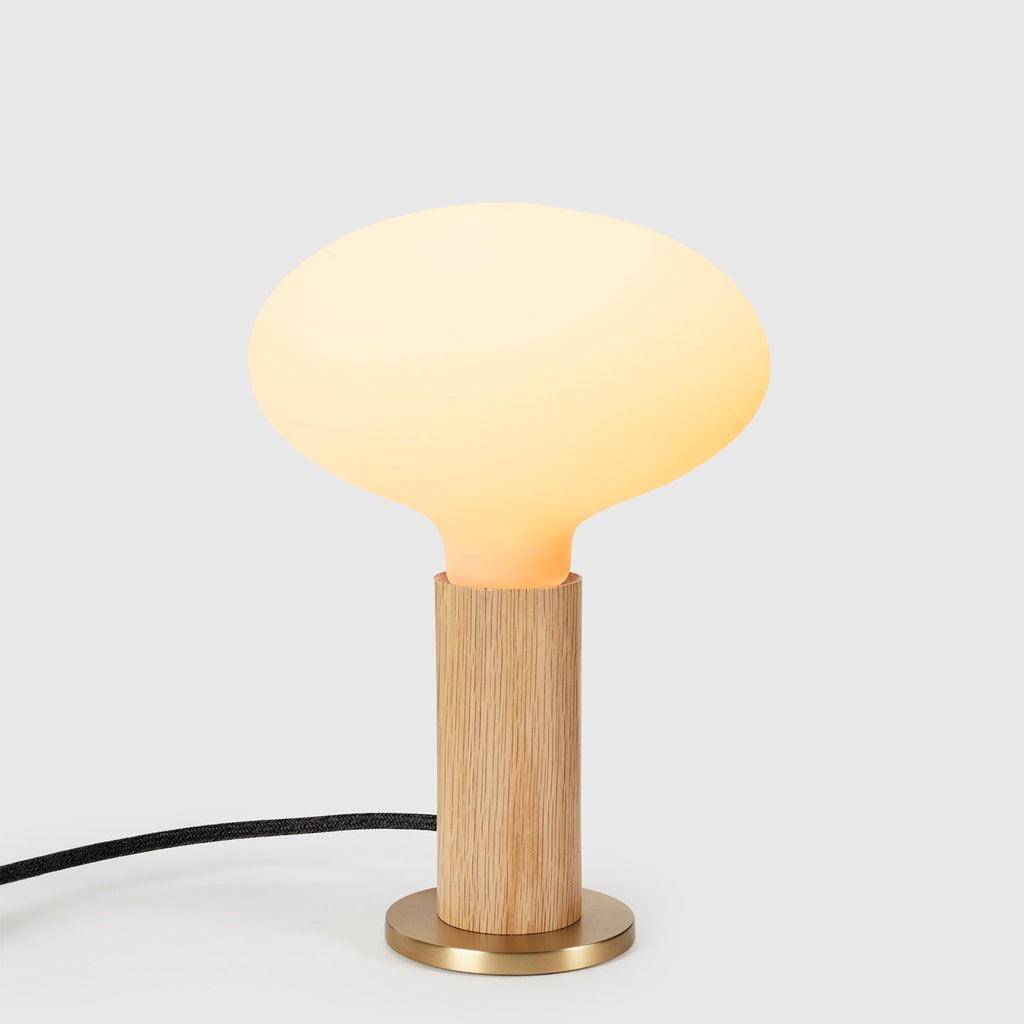 Lampe de table Knuckle en chêne + ovale à intensité variable (chaud)