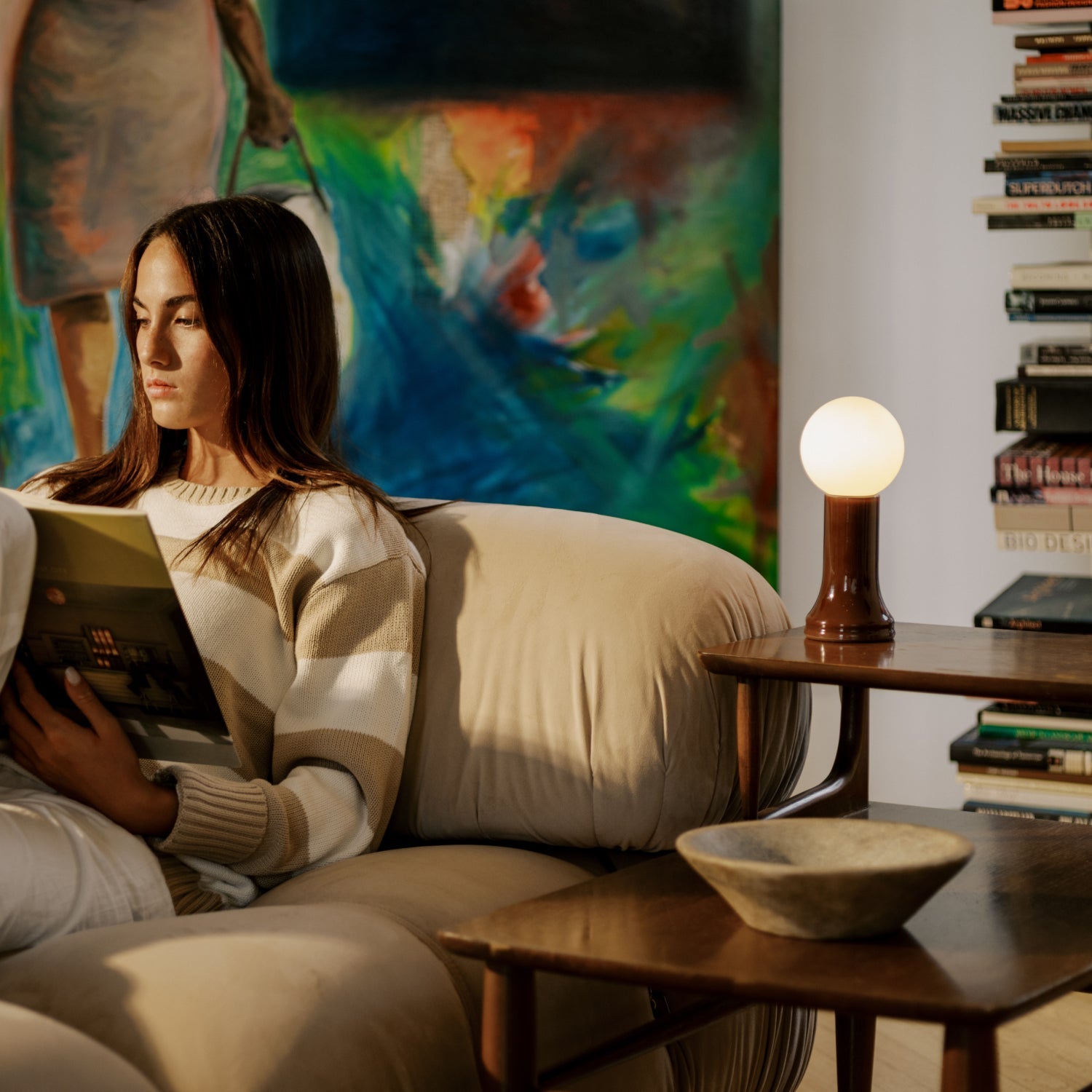 Lampe de table Shore couleur marron bouteille