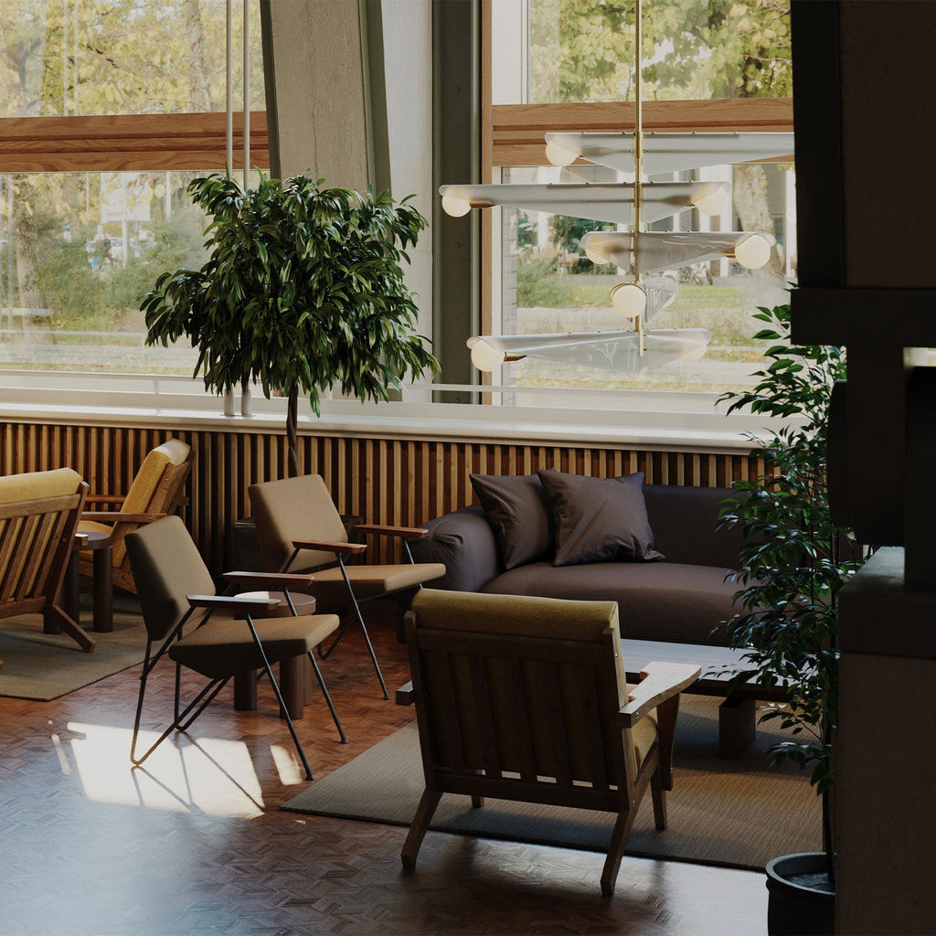 Lustre Sycamore à 5 niveaux, couleur gris aube