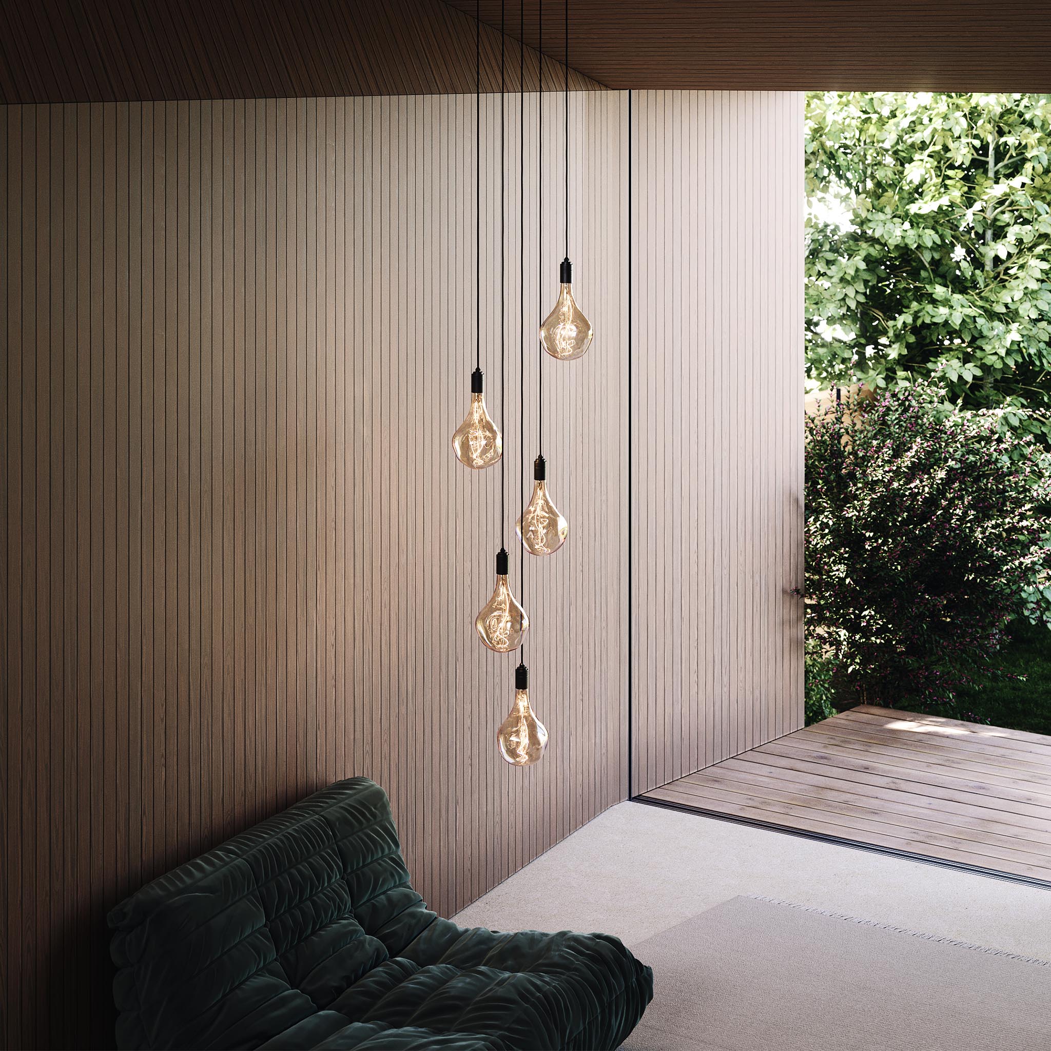 Cinq pendentifs en graphite + Voronoi II