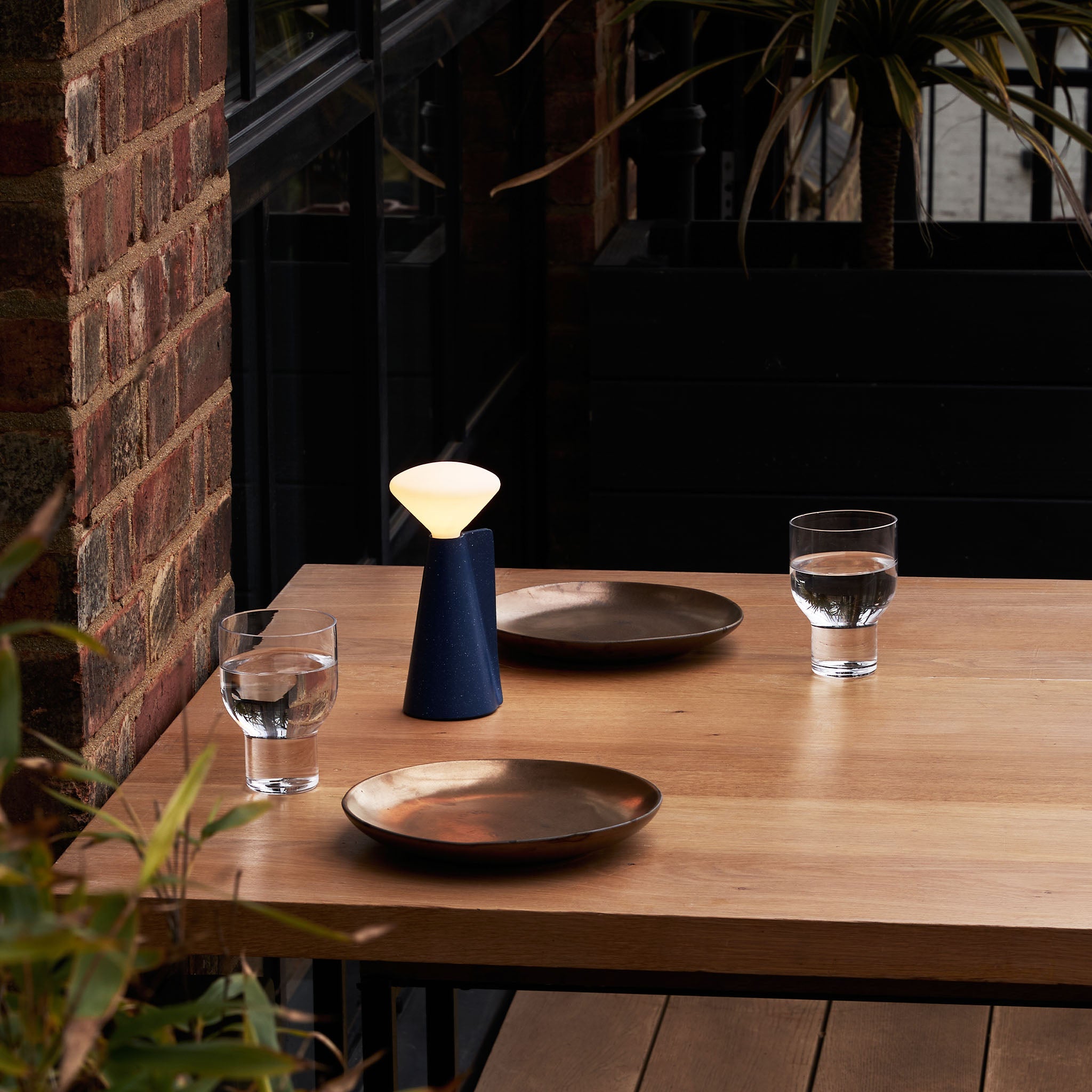 Lampe de cheminée portable bleu cobalt