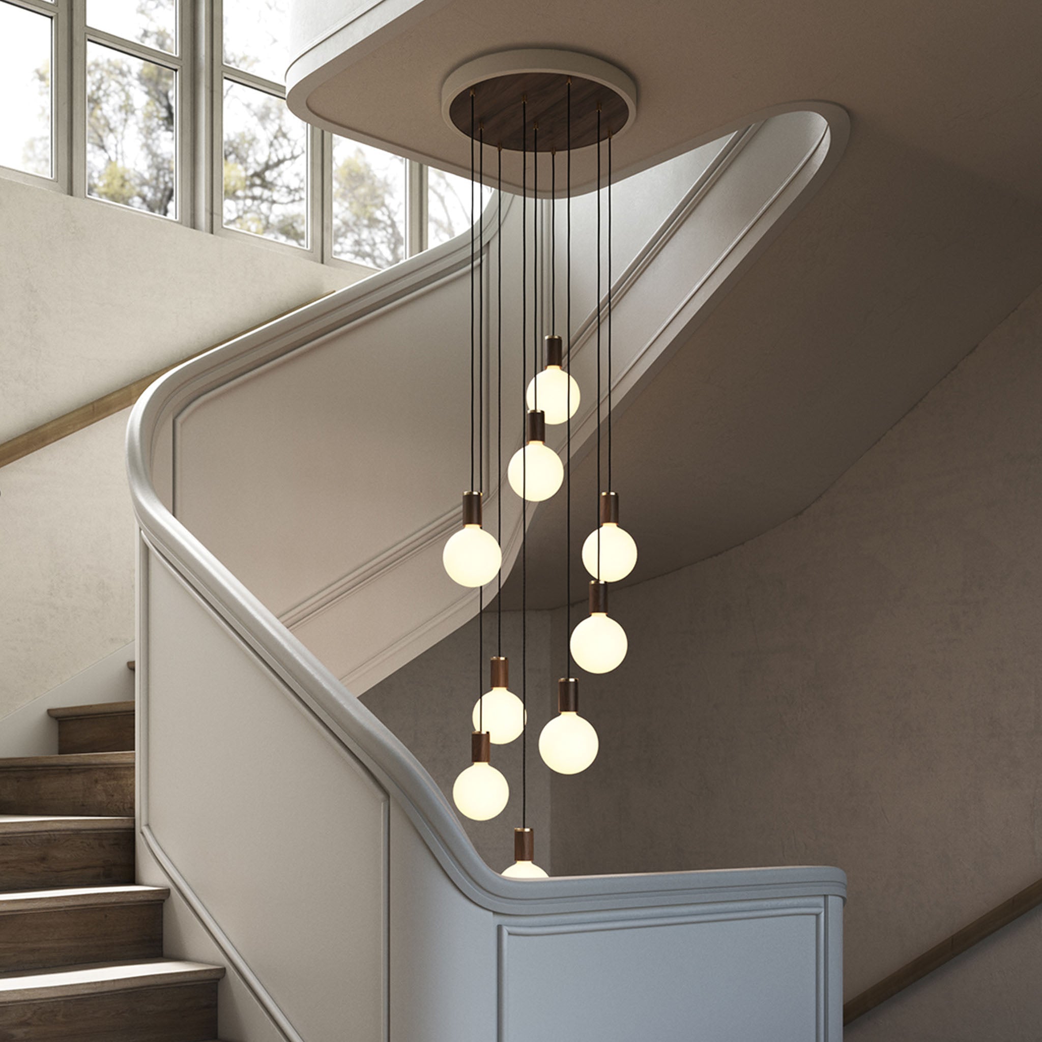 Pendentif Nine en noyer + Sphère IV